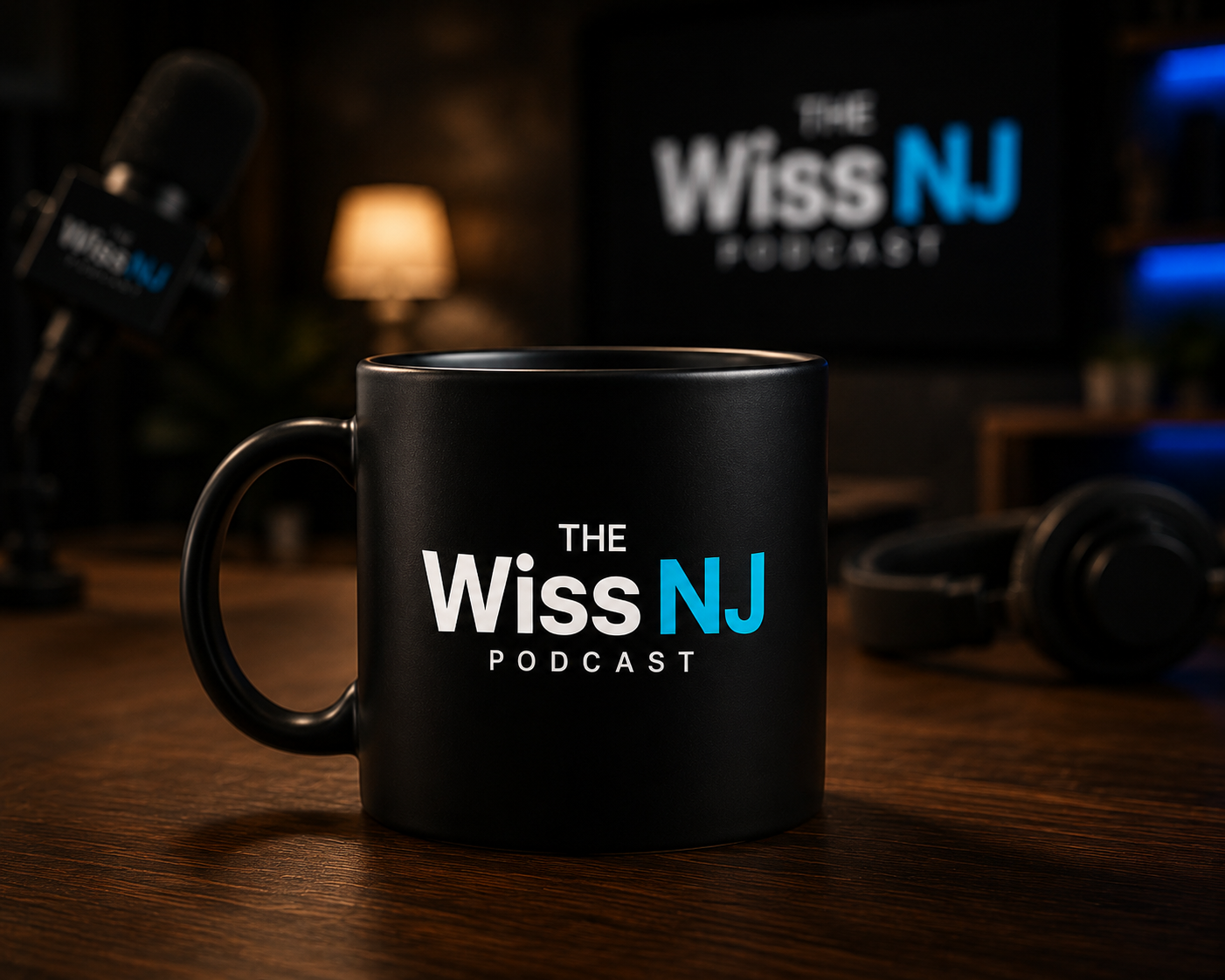 Mug premium The WissNJ Podcast dans un studio cinématographique